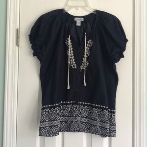 Caribbean Joe Navy Blue Top Size Large